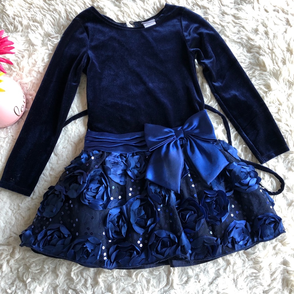 Girls Elegant Dress Navy Blue Size 5